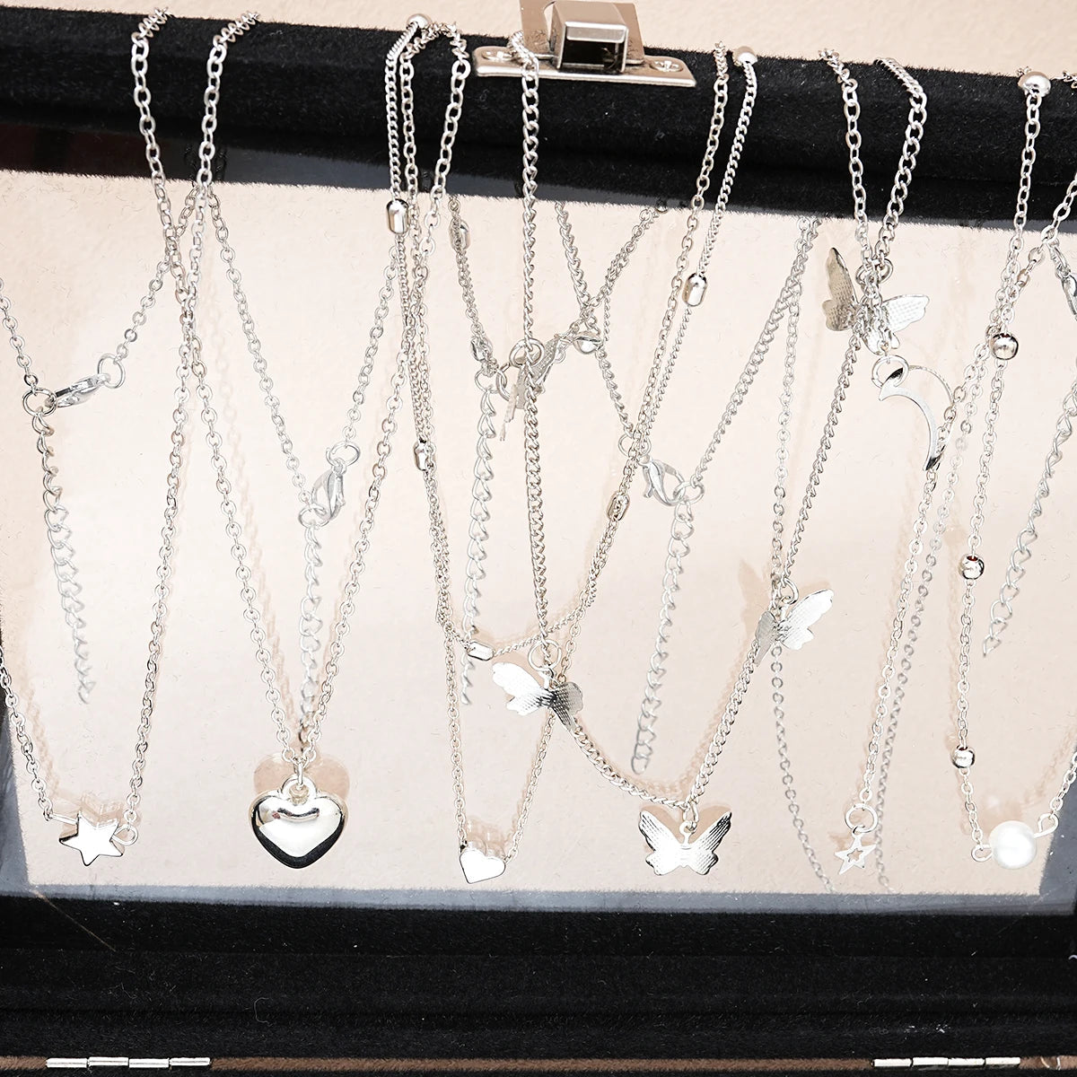 51 Pcs/Set Silver Color Chic Jewelry Set For Women Fashion Butterfly Heart Pearl Necklaces, Earrings, Rings, Match Daily Outfits    Home Decor Supply | Online Retail | ShoreShopper.com