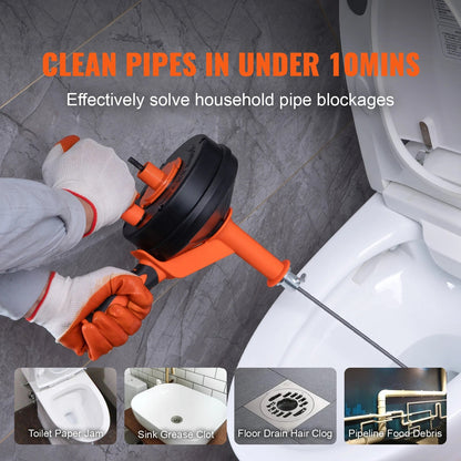 SucceBuy Drain Auger 25Ft Manual-feeding Plumbing Snake w/ Drill Attachment Drain Clog Remover Toilet Sewer Pipe Dredge for Home    Home Decor Supply | Online Retail | ShoreShopper.com