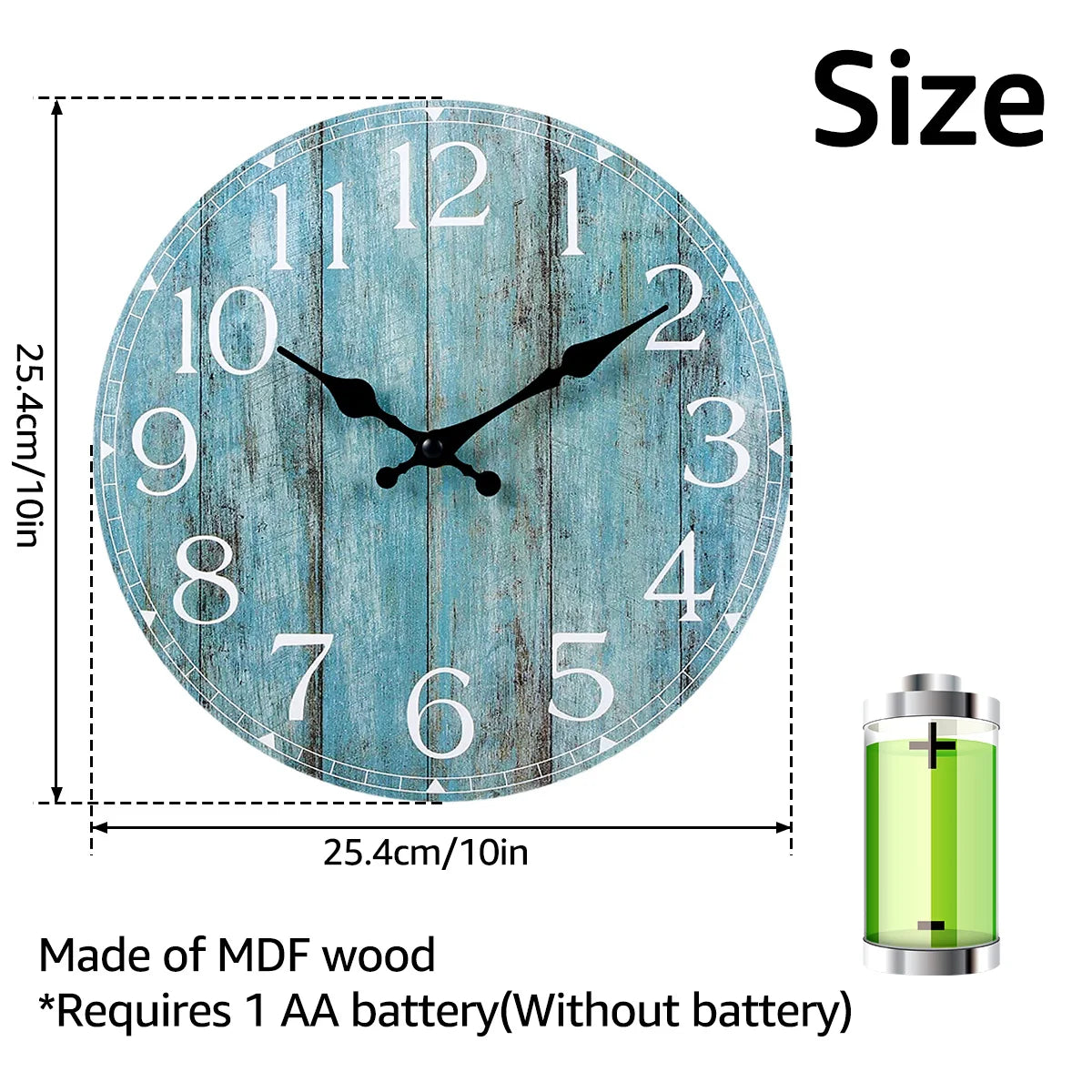 Wall Clock Kit Wooden Hanging Clock 10inch Silent Non-Ticking Clock Decor Retro Round Battery Operated Hanging Clock For Home    Home Decor Supply | Online Retail | ShoreShopper.com