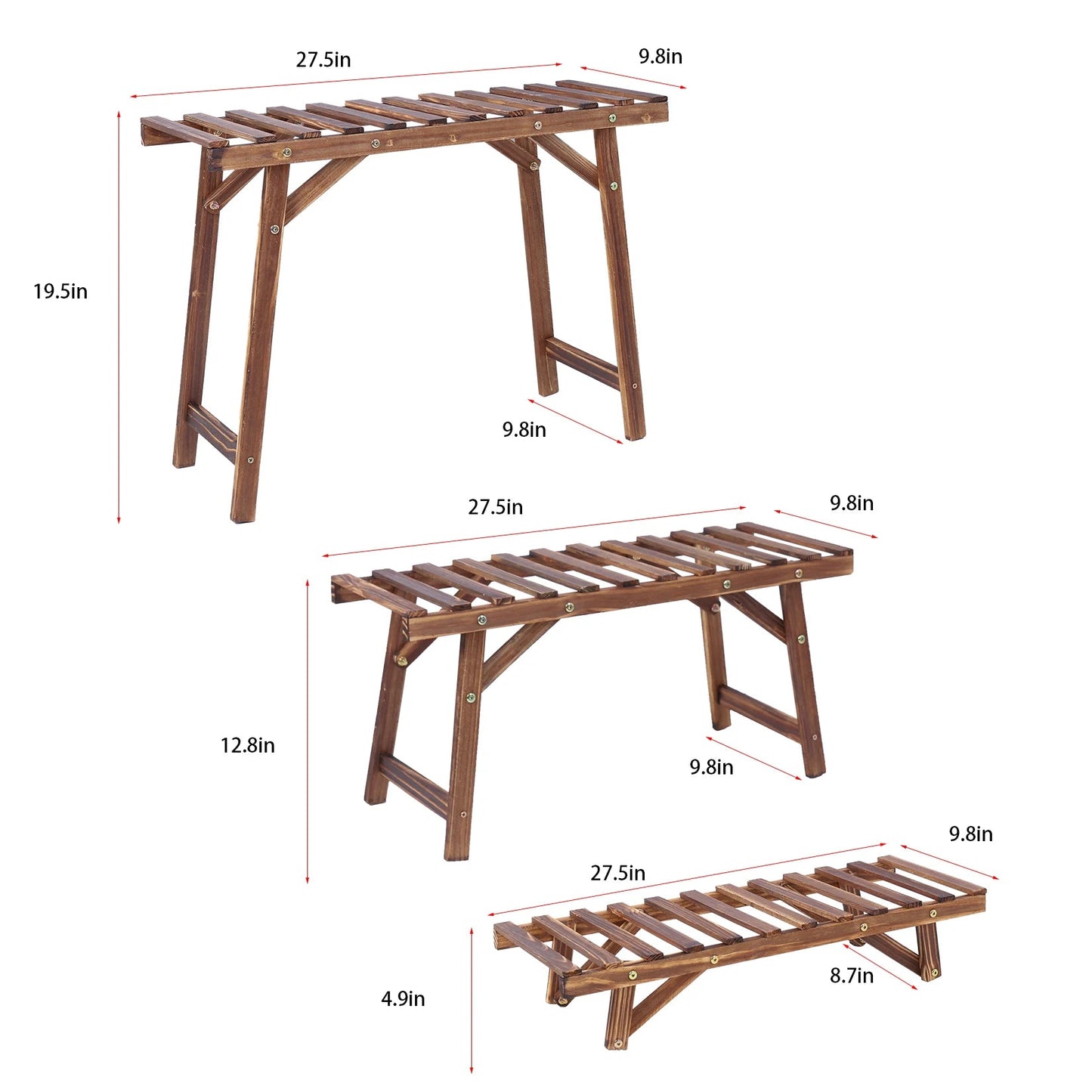 Set of 3 Wood Plant Stand,Rectangular Ladder Flower Pots Outdoor Indoor Plant Display Rack Storage for Home Garden Patio Balcony    Home Decor Supply | Online Retail | ShoreShopper.com