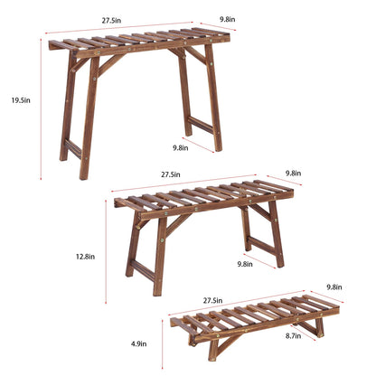 Set of 3 Wood Plant Stand,Rectangular Ladder Flower Pots Outdoor Indoor Plant Display Rack Storage for Home Garden Patio Balcony    Home Decor Supply | Online Retail | ShoreShopper.com