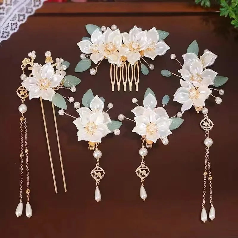 1 Set Ancient Headwear Hairpins Complete Super Immortal Made Headwear New Simple Pink flower Children's Ancient Headwear    Your Coastal Marketplace | Shoreshopper.com