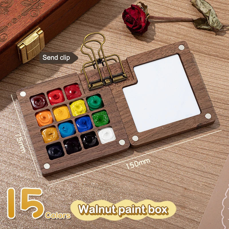 1pc Art Supplies Sketchbook Palette Mini Walnut Wood Watercolor Palette Portable Paint Box With Clip Travel Painting Paint Tray    Home Decor Supply | Online Retail | ShoreShopper.com