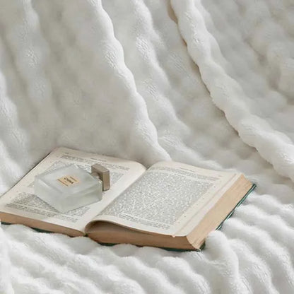 3D Bubble White Plush Blanket Textured Flannel Fleece Soft Warm Cozy Couch Throw Blanket Gift Plaid - Soft Throw Blankets