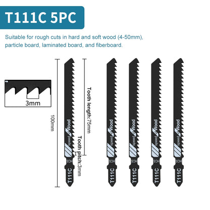 Jigsaw Blades Set T-Shank Jig Saw Blades for Wood Plastic and Metal Cutting Compatible as Bosch/DEWALT/RYOBI/One+/Makita - ShoreCo.Shop