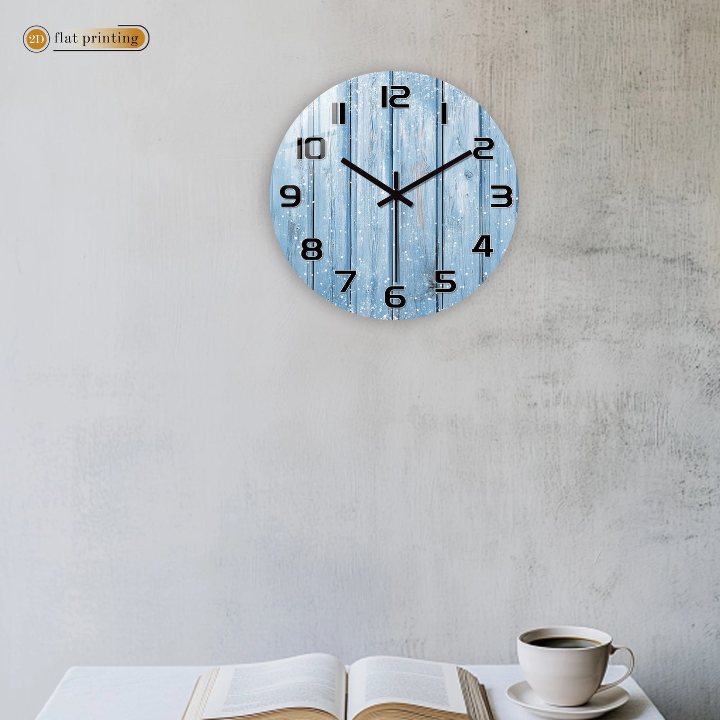 Rustic Blue Wooden Plank Wall Clock with Snowflakes, Winter Theme Home Office Decor, Silent Quartz Movement Decorative Design    Home Decor Supply | Online Retail | ShoreShopper.com