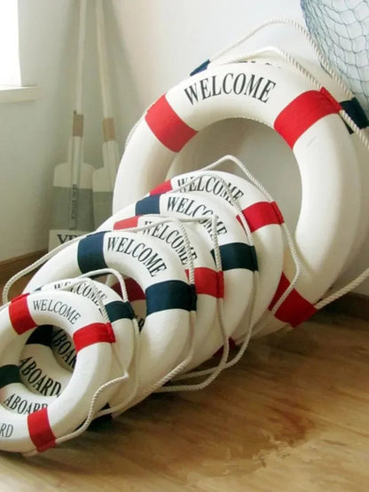 Nautical Style Welcome Decorative Red Blue Life Buoy Home Marine Beach Wall Decoration Crafts Living Room    Your Coastal Marketplace | Shoreshopper.com