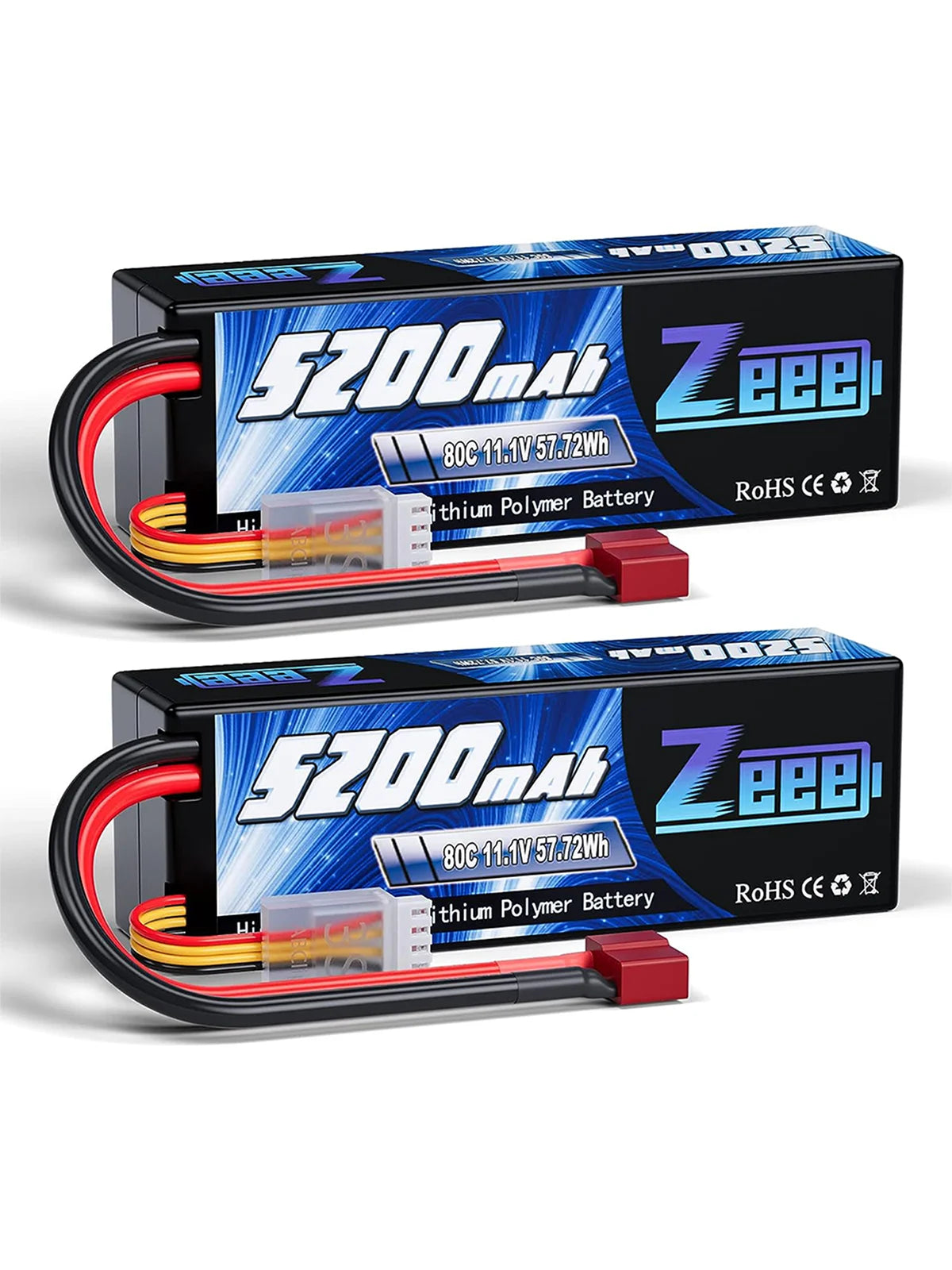 Zeee 3S LiPo RC Battery 11.1V 5200mAh 80C Hardcase w/ Plugs - ShoreCo.Shop