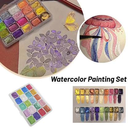 20 Colors Pearlescent Solid Watercolor Painting Set Portable Box Shiny Metal Painting Art Supplies Pigment Palette Drawing Tools    Home Decor Supply | Online Retail | ShoreShopper.com