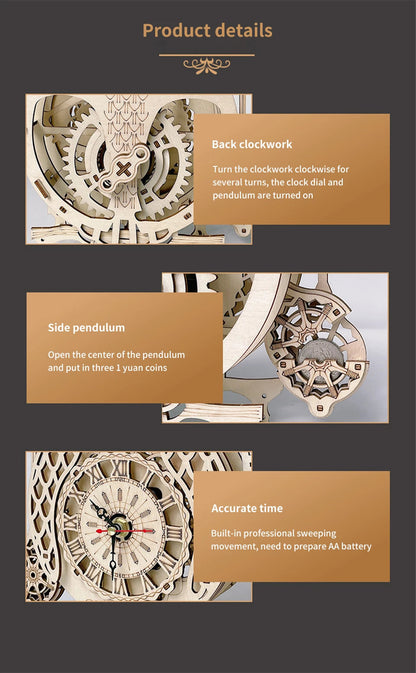 Wooden Puzzle 3D Owl Clock Model Building Kits Creative DIY Wall Clock Mechanical Retro Pendulum Clock Assembly Toy for Adults    Home Decor Supply | Online Retail | ShoreShopper.com