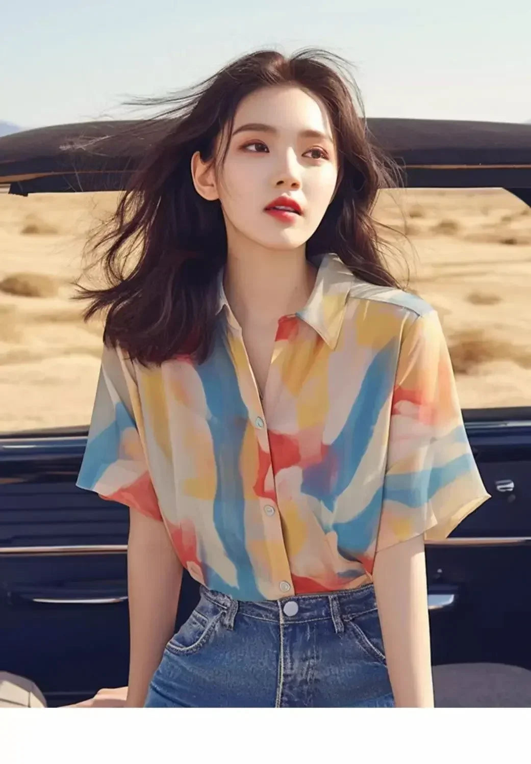 French Chic Top Print Versatile Elegant Casual Chiffon Short-sleeved Shirt for Women    Home Decor Supply | Online Retail | ShoreShopper.com