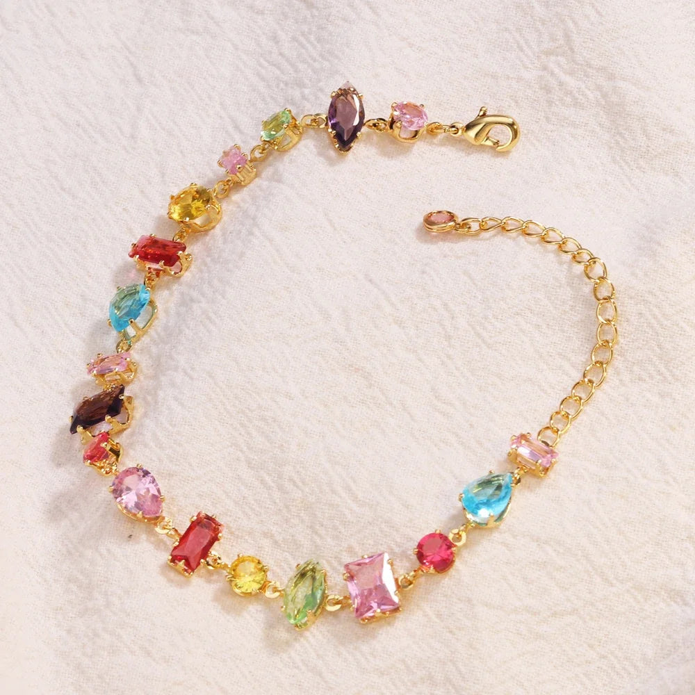 Brand 18K Gold Plated New Luxury Colourful Crystal Zircon Necklace For Women Fashion Party Jewelry Accessories Ladies Jewellery    Home Decor Supply | Online Retail | ShoreShopper.com
