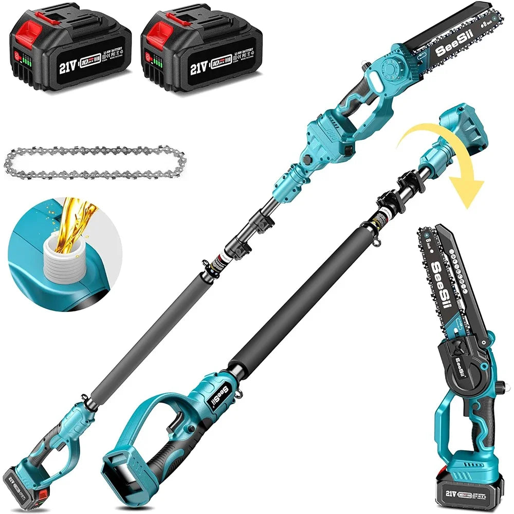Seesii 2 in 1 Cordless 6" 8'' Pole Saw Mini Chainsaw Power Electric Polesaw Chain Saw with Extension Pole for Tree Trimming    Home Decor Supply | Online Retail | ShoreShopper.com