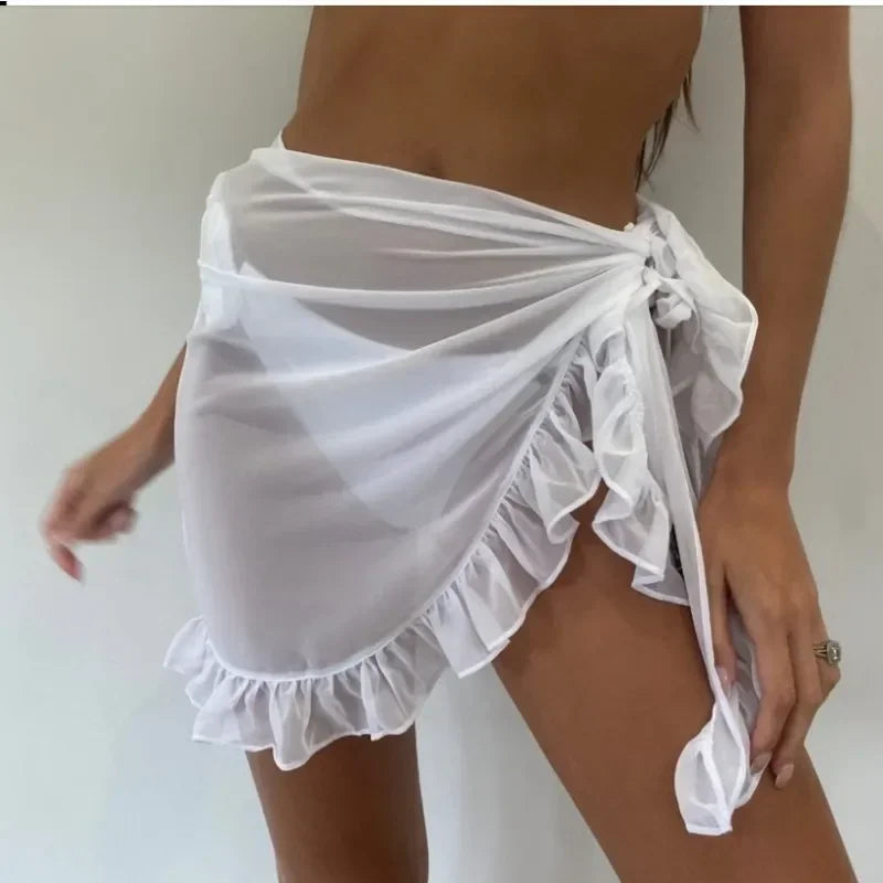 Beachwear Wraps Bikini Cover Ups Tassel Dress Bikini Summer Mesh Mini Ruffle Skirt for Women Candy Bathing Skirt Girls Swimsuit    Your Coastal Marketplace | Shoreshopper.com