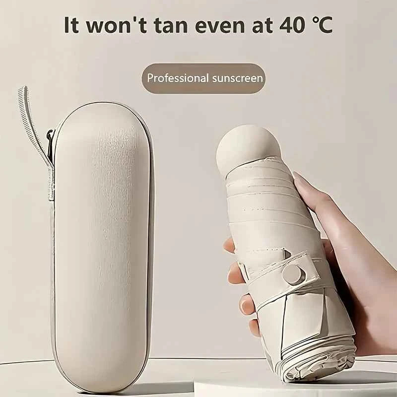 Ultralight Mini Capsule Sun Umbrella, And Compact Portable UV Protection Umbrella, Foldable Design Five-fold Sunshade