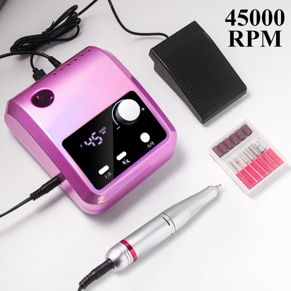 45000RPM Nail Drill Machine Professional Nail Lathe with Large LCD Screen Smart Electric Manicure Polisher Nail Art Tools    Home Decor Supply | Online Retail | ShoreShopper.com