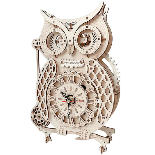 Wooden Puzzle 3D Owl Clock Model Building Kits Creative DIY Wall Clock Mechanical Retro Pendulum Clock Assembly Toy for Adults    Home Decor Supply | Online Retail | ShoreShopper.com