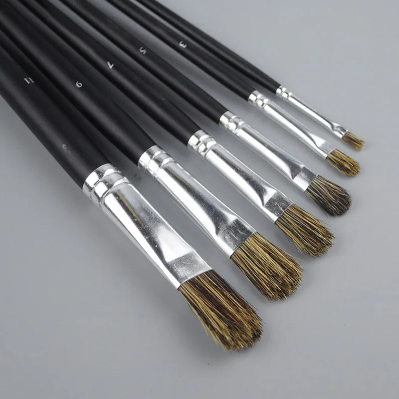 6pc new concept paintbrush wild boar mane oil painting brush water powder acrylic nail round head long black pole paintbrush set    Home Decor Supply | Online Retail | ShoreShopper.com