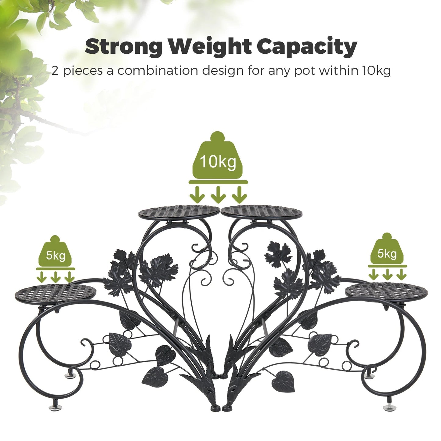 2 PCS Metal Plant Stand Heart-shape Flower Pot Display Holder Garden Support    Home Decor Supply | Online Retail | ShoreShopper.com