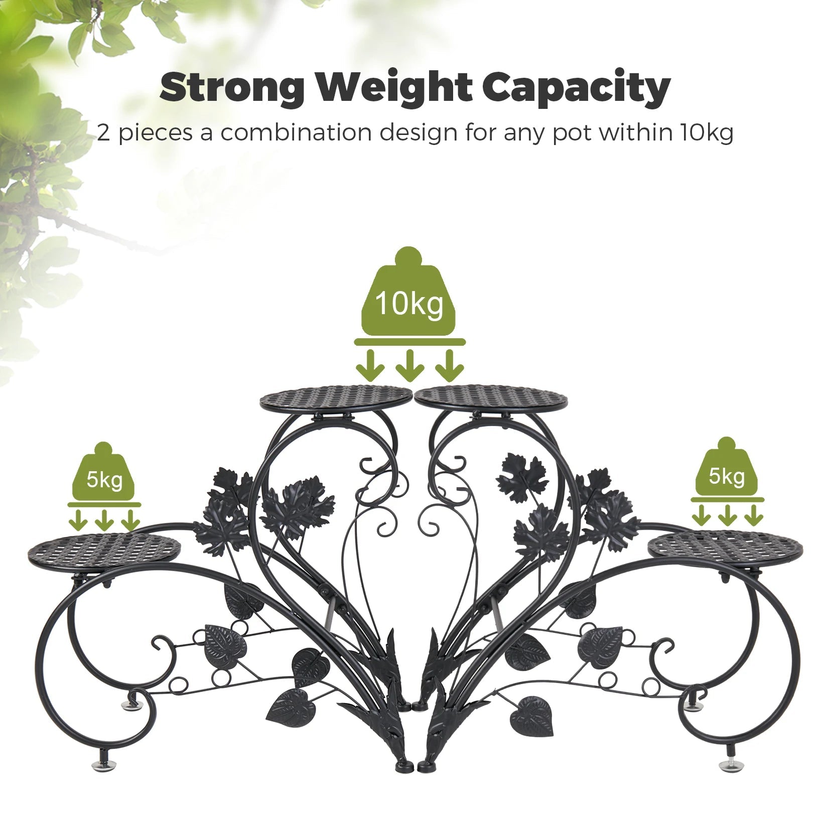 2 PCS Metal Plant Stand Heart-shape Flower Pot Display Holder Garden Support    Home Decor Supply | Online Retail | ShoreShopper.com
