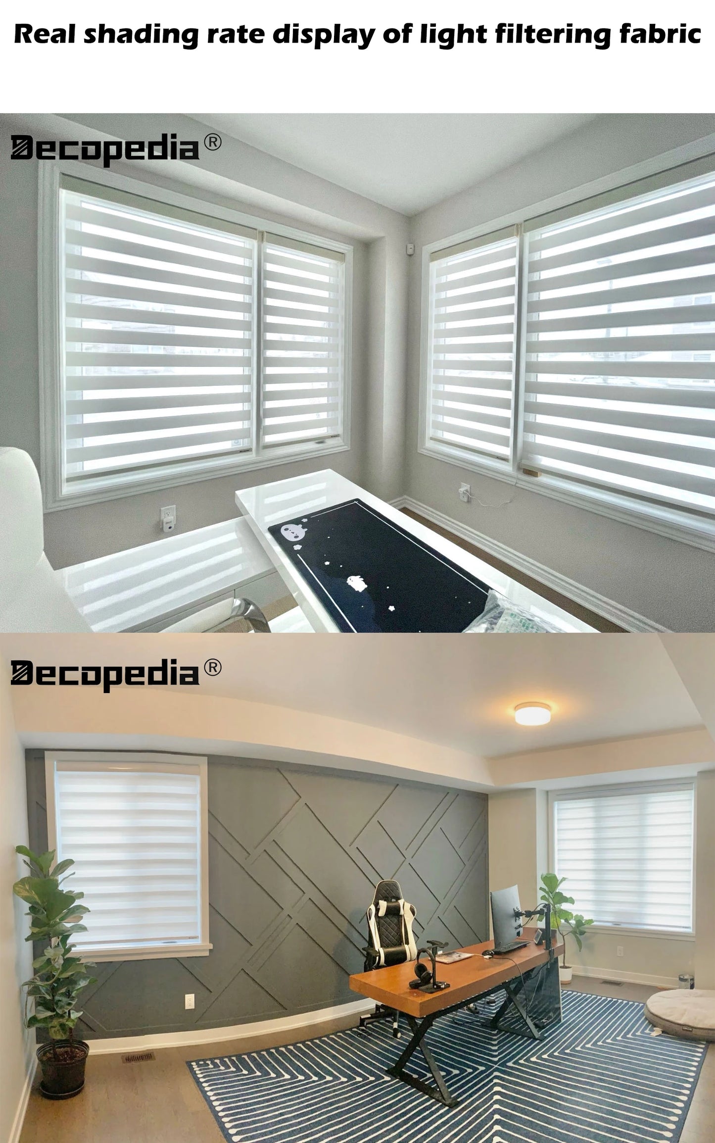 Decopedia Custom Made Zebra Blinds for Windows Motorized Roller Blinds Blackout Day and Night Window Blinds for Sliding Door - ShoreCo.Shop