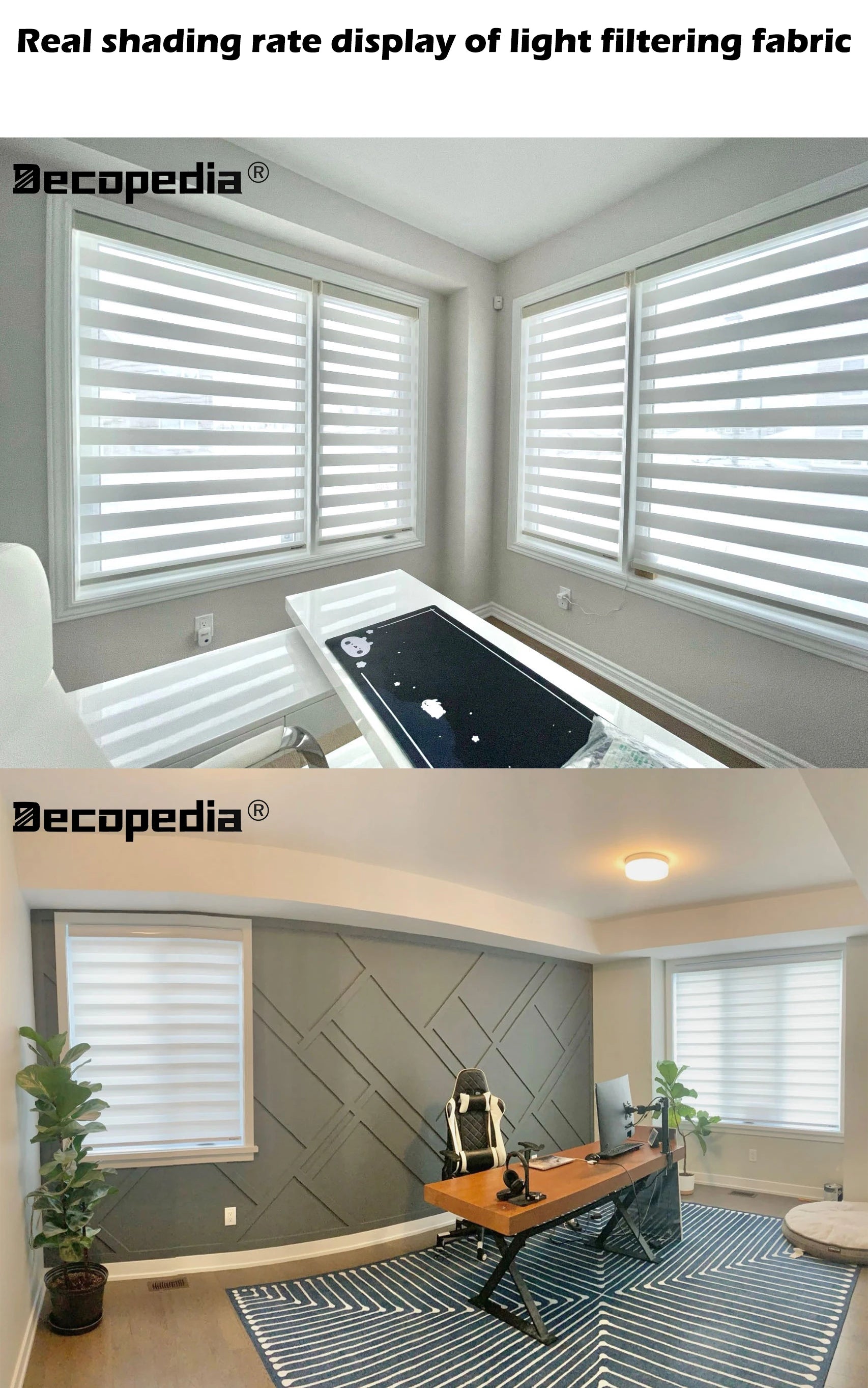 Decopedia Custom Made Zebra Blinds for Windows Motorized Roller Blinds Blackout Day and Night Window Blinds for Sliding Door - ShoreCo.Shop