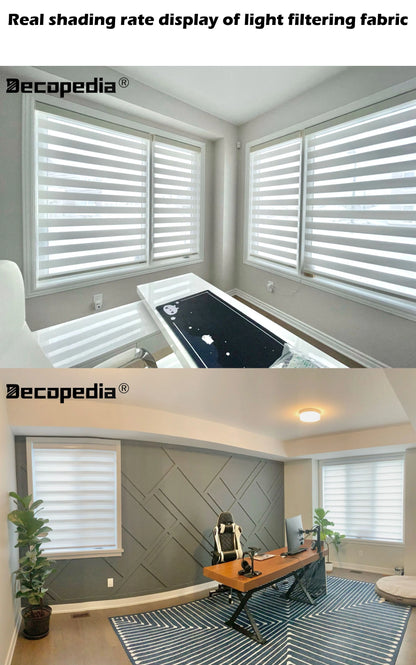 Decopedia Custom Made Zebra Blinds for Windows Motorized Roller Blinds Blackout Day and Night Window Blinds for Sliding Door - ShoreCo.Shop