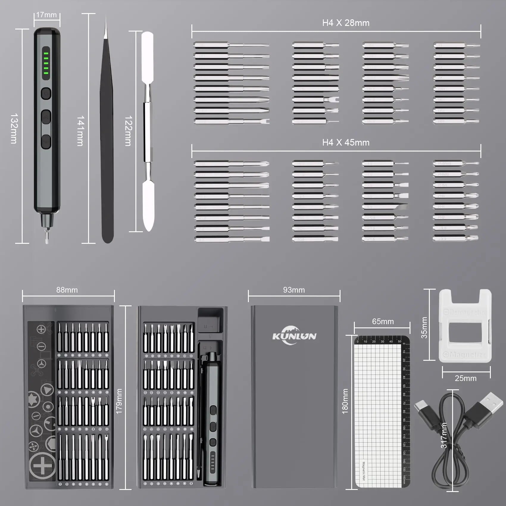 KUNLUN 68-in-1 Mini Electric Screwdriver Set, Small Electric Screwdriver Cordless with 64 Magnetic Bits, 5 Torque Settings,    Home Decor Supply | Online Retail | ShoreShopper.com