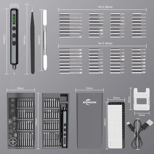 KUNLUN 68-in-1 Mini Electric Screwdriver Set, Small Electric Screwdriver Cordless with 64 Magnetic Bits, 5 Torque Settings,    Home Decor Supply | Online Retail | ShoreShopper.com