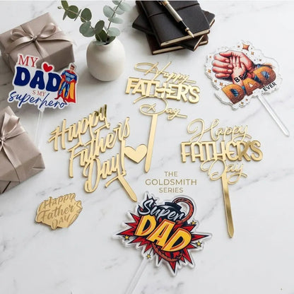 2026 Father's Day Birthday Cake Topper Decoration Gold Acrylic DAD Cake Flag Father's Day Party Cake Toppers Dessert Ornament    Your Coastal Marketplace | Shoreshopper.com