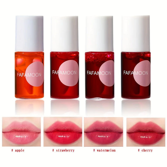 4 color Fruity Lip Tint Water Gloss Tint,Moisturizing Waterproof Liquid Lipstick, Non-Stick,High Pigment,Long-Lasting Colors - ShoreCo.Shop
