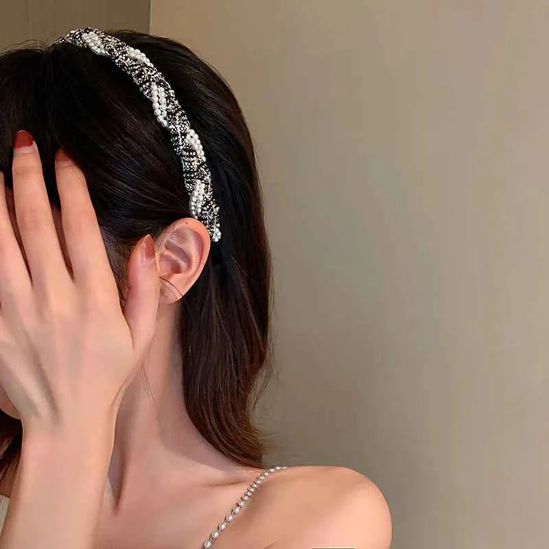 Pearl Wrapped Headwear for Women Texture Retro Headbands Temperament Fashion Luxury Designer Hair Accessories 2023 New In