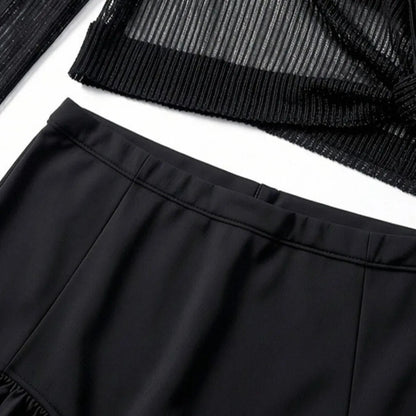 Beachwear Ruffles Bikini Set Slim Fit Lace-up Long Sleeve Swimsuit Sun Protection Transparent Pullover Swimming Suit Resort    Your Coastal Marketplace | Shoreshopper.com