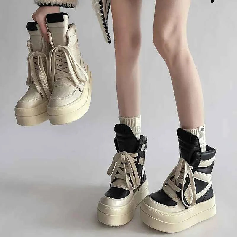 Shoes for Women Women's Ankle Boots Trendy Retro High-top Women's Shoes Fashion Casual Chunky Platform Luxury Designer Sneakers