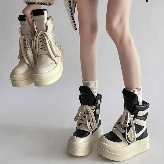 Shoes for Women Women's Ankle Boots Trendy Retro High-top Women's Shoes Fashion Casual Chunky Platform Luxury Designer Sneakers