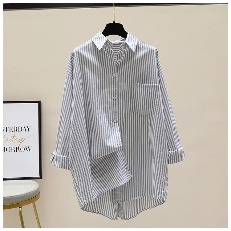 Striped Shirt Women Shirts Summer Autumn Fashion Female Office Lady Loose Blouse Long Sleeve Sun Protection Tops Casual Shirts    Your Coastal Marketplace | Shoreshopper.com