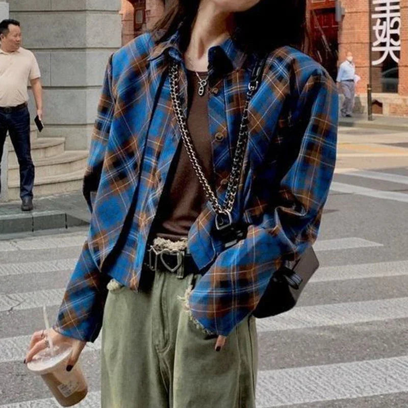 Checkered shirt women's 2024 spring new design sense niche French chic long sleeved shirt  retro top  womens tops    Home Decor Supply | Online Retail | ShoreShopper.com