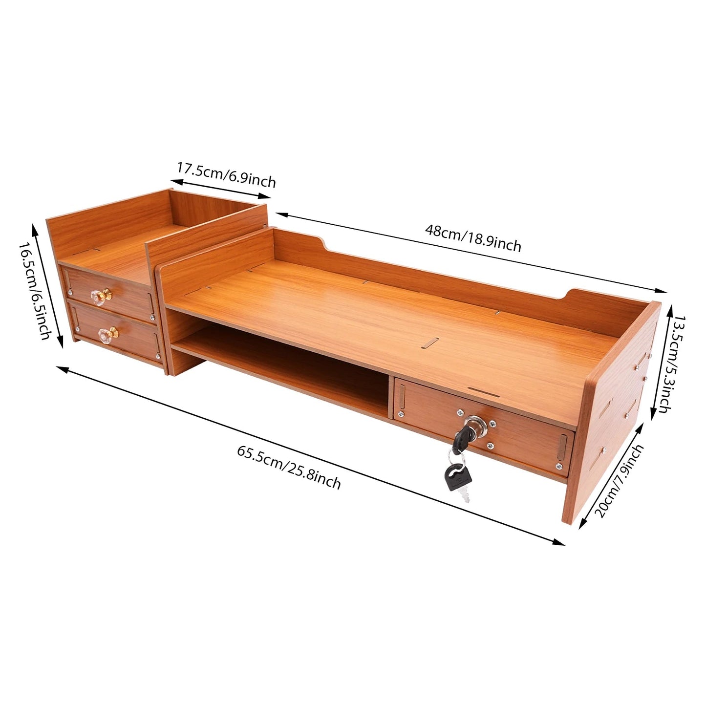 Wooden Desk Organizer W/ Drawer File Storage Desk Monitor Riser Computer Stand    Home Decor Supply | Online Retail | ShoreShopper.com