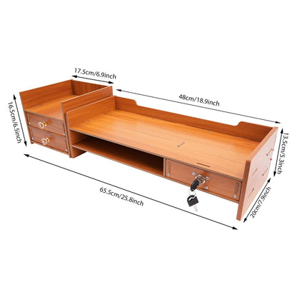 Wooden Desk Organizer W/ Drawer File Storage Desk Monitor Riser Computer Stand    Home Decor Supply | Online Retail | ShoreShopper.com