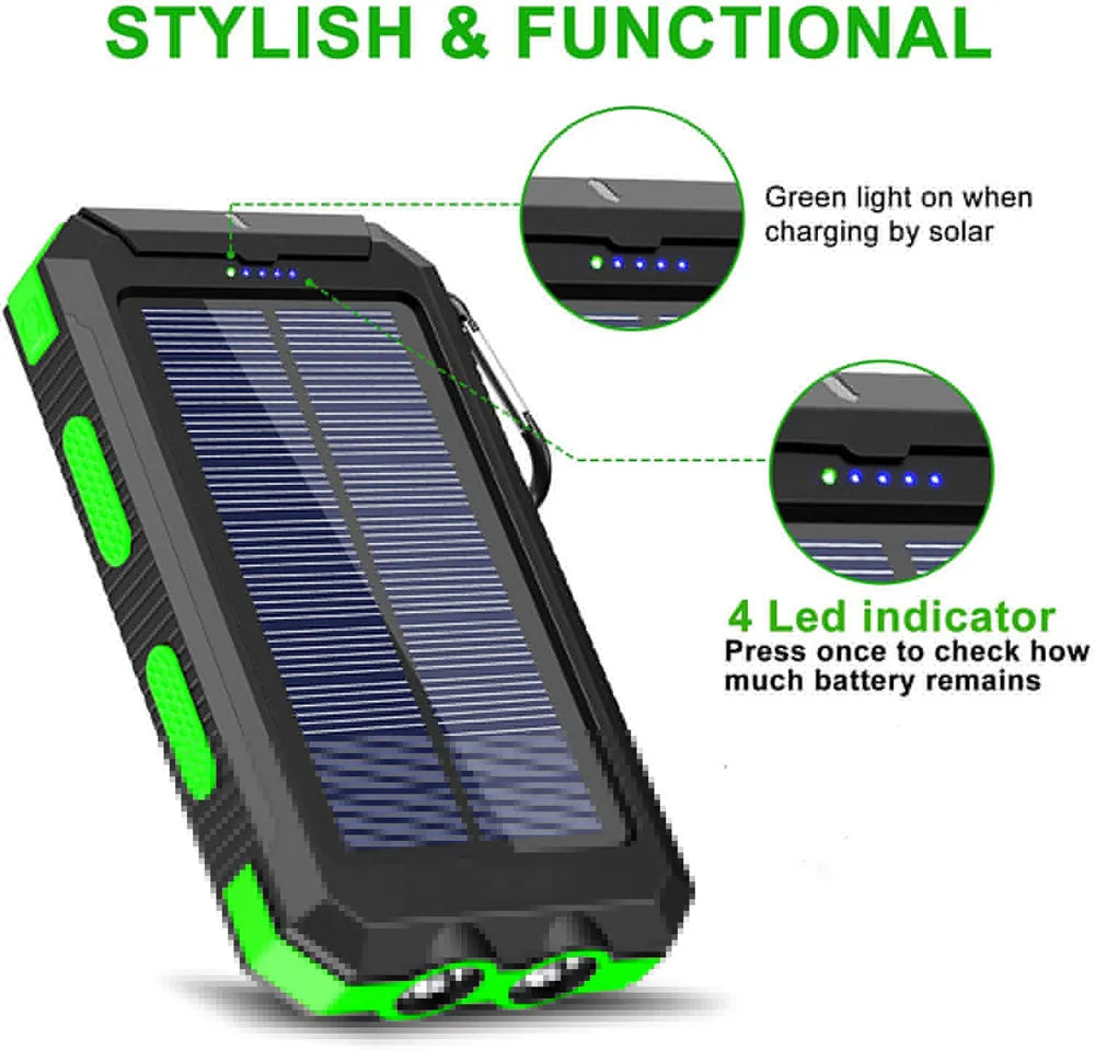 Solar Power Bank 10000mAh Portable Charging Poverbank External Battery Charger Strong Light LDE Light for All Smartphones    Home Decor Supply | Online Retail | ShoreShopper.com