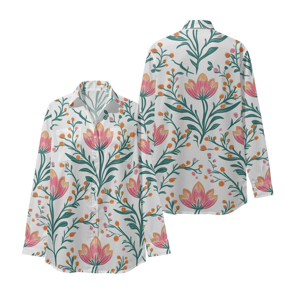 Women Luxury Floral Shirt Gradient Printed Blouse Elegant Button Up Long Sleeve Shirt for Office Casual Spring Summer Trend    Your Coastal Marketplace | Shoreshopper.com