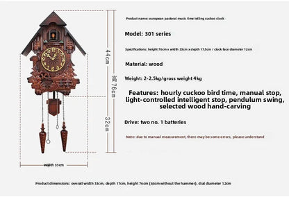 Wooden Handcrafted Cuckoo Clock for Wall with Cuccu Chimes and Swing Pendulum for Home Nordic  Decor Solid Wood Cuccu Watch    Home Decor Supply | Online Retail | ShoreShopper.com