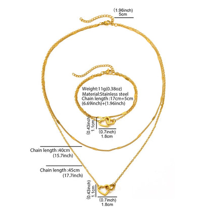 Stainless Steel Jewelry Sets High-end Atmosphere Love Bracelet Love Necklace Double Chain Design Jewelry Sets For Women Jewelry    Home Decor Supply | Online Retail | ShoreShopper.com