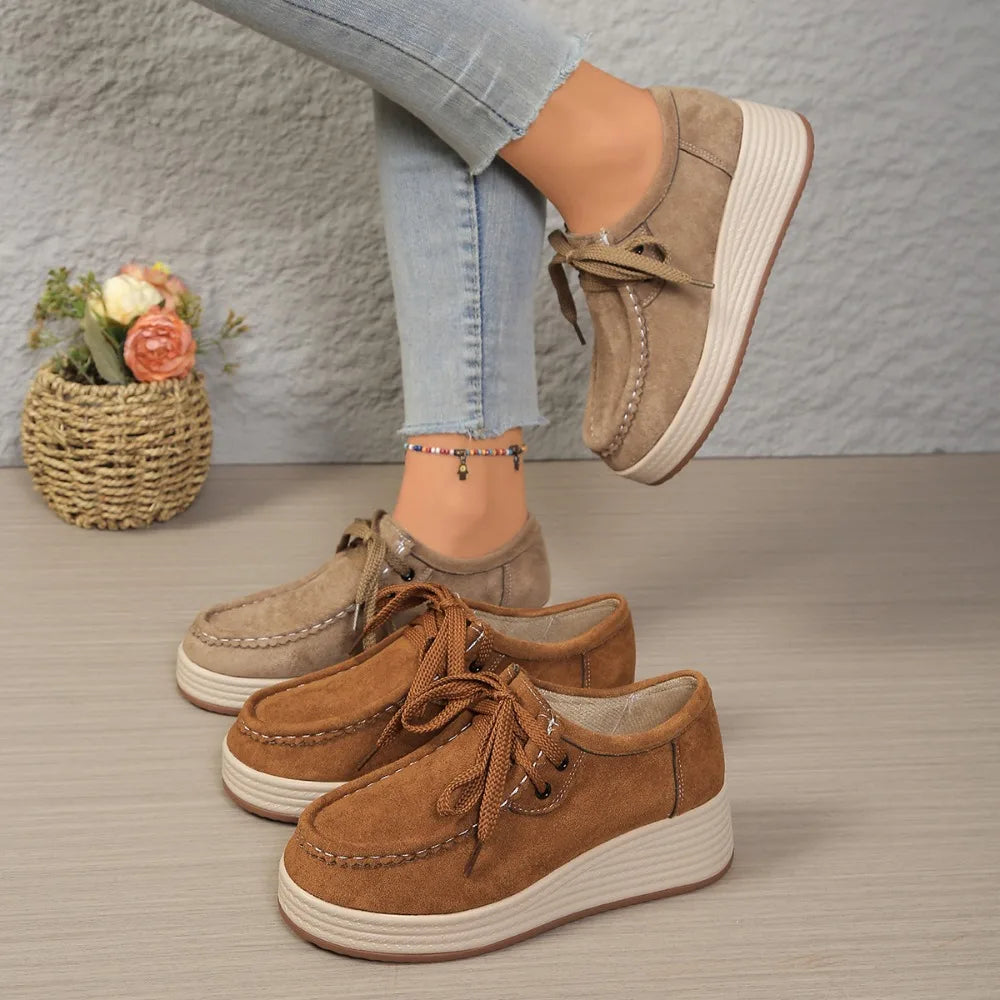 Women's Sports Shoes Spring Autumn Fashion Platform Sneakers Lace-up Round Toe Wedges Casual Comfortable Women's Shoes    Your Coastal Marketplace | Shoreshopper.com