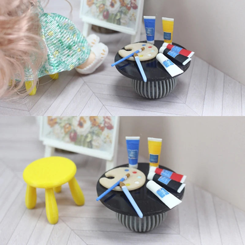 1/12 Dollhouse Draw Room Art Supplies Decoration Dolls House Accessories Mini Pigment Tube Paint Brush Palette Model Dollhouse    Home Decor Supply | Online Retail | ShoreShopper.com