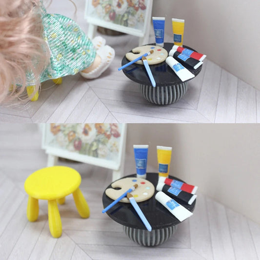 1/12 Dollhouse Draw Room Art Supplies Decoration Dolls House Accessories Mini Pigment Tube Paint Brush Palette Model Dollhouse    Home Decor Supply | Online Retail | ShoreShopper.com