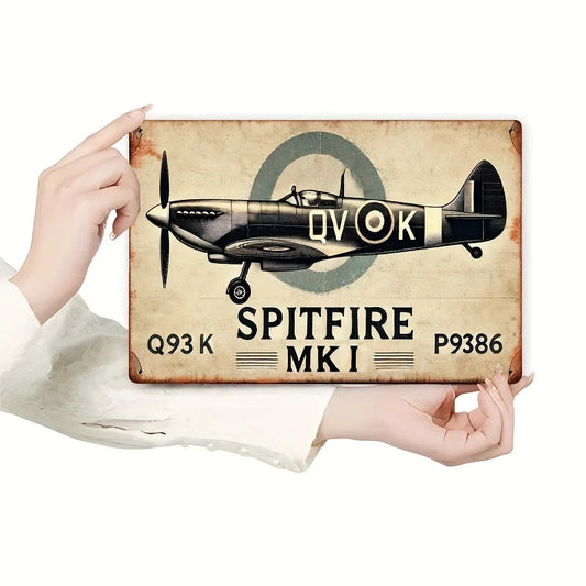 Vintage Aircraft Metal Sign, 8x12 inches, QVOK Spitfire P93K MKI Aluminum Wall Art for Home, Kitchen, Garage, Office Decor    Home Decor Supply | Online Retail | ShoreShopper.com