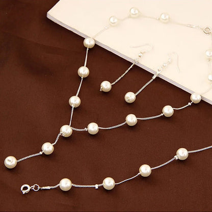 Charming White Pearl Necklace Bracelet Earring Jewelry Set Women Bridal Wedding Elegant Accessories    Home Decor Supply | Online Retail | ShoreShopper.com