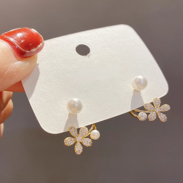 Upscale 14k Gold Jewelry Real Gold  Earrings Zircon Pearl Twist Luxury Stud Earrings for Women Brincos Pendientes Bijoux    Home Decor Supply | Online Retail | ShoreShopper.com
