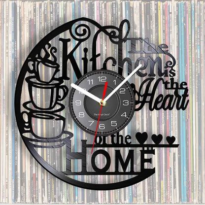 The Kitchen The Heart Of The Home Inspired Vinyl Record Clock Modern Design Vinyl Wall Watch Kitchen Decor Noiseless Timepieces    Home Decor Supply | Online Retail | ShoreShopper.com